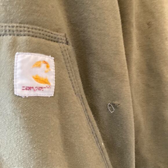 Y2K Carhartt Original Fit Military Green Distressed Thrasher Hoodie Size Medium - Picture 8 of 16